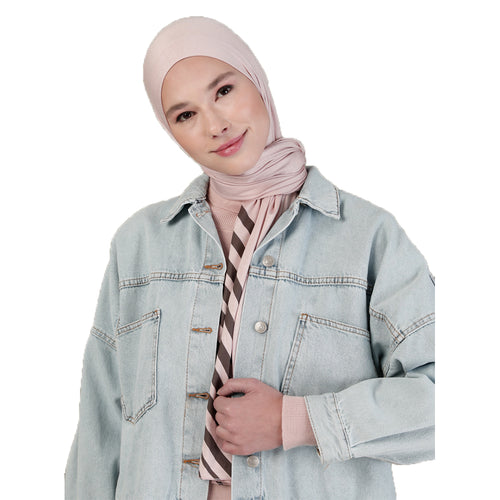 Turkish Combed Cotton Striped Shawl Powder - Turkish Elegance and Comfort in Every Thread