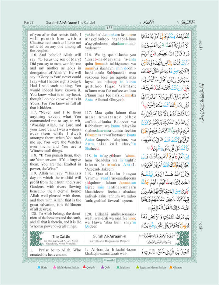 The Holy Qur’an: Colour-Coded Arabic Text and Transliteration with English Translation