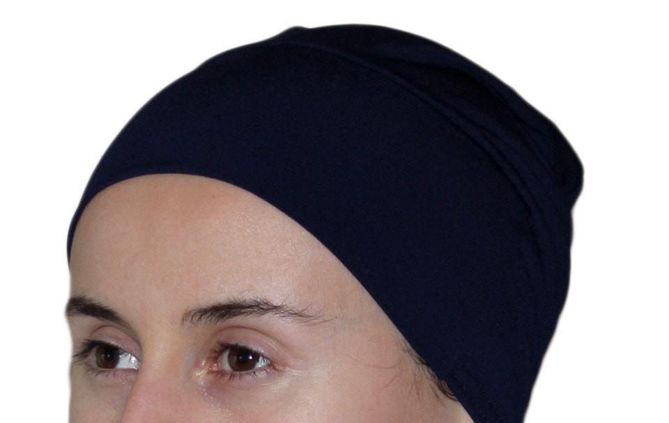 Firdevs Practical Hijab Scarf & Bonnet - Navy Blue - east-west-souk