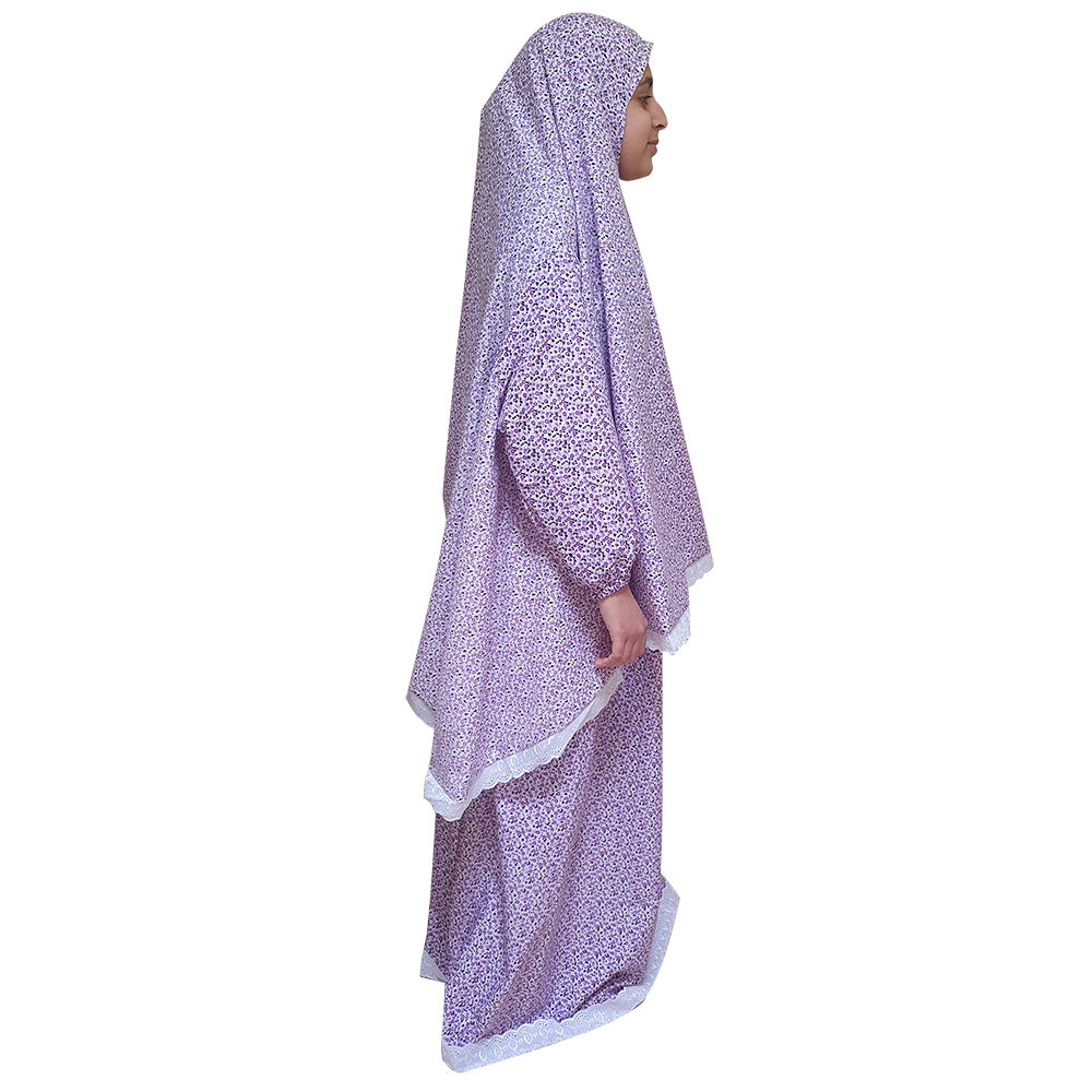 Prayer Dress 2 Pieces with Sleeves for Girls 14-16 Years Old - Floral Print