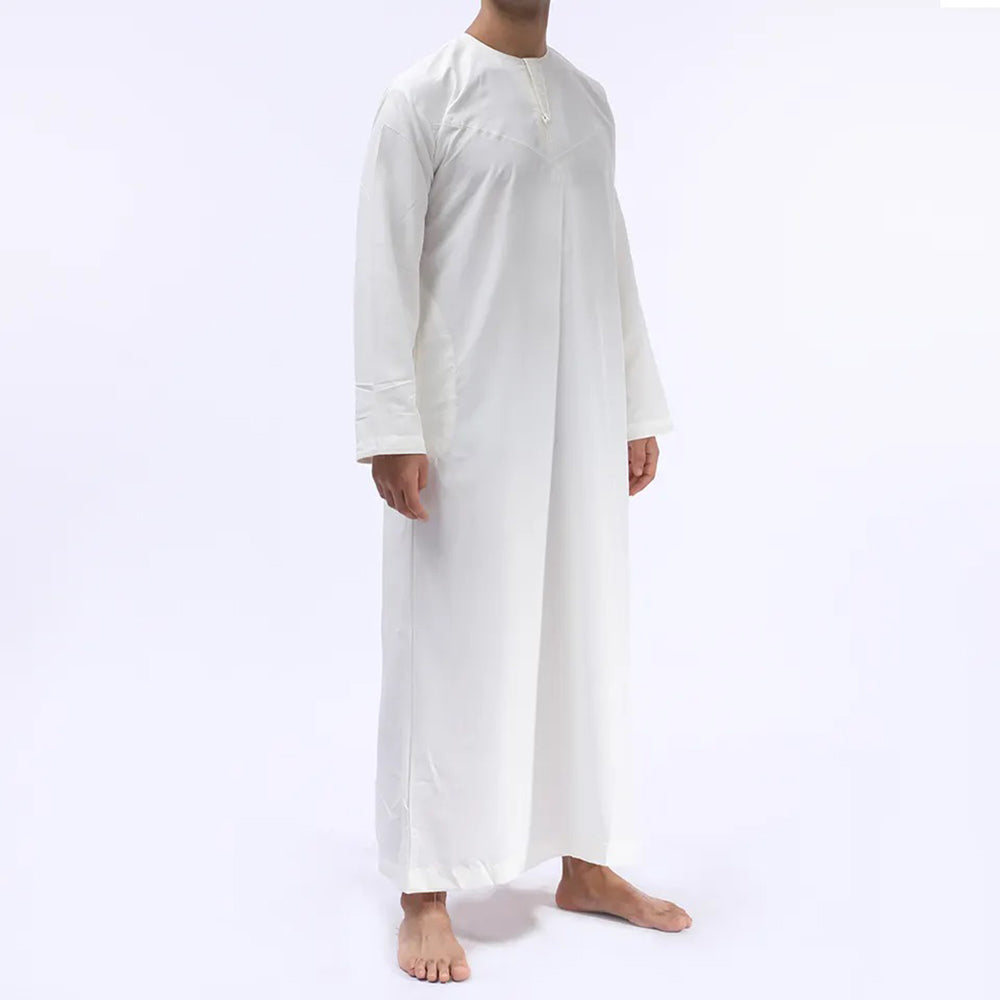 Omani/Emerati Dishdasha – Mens Omani/Emirati Style Thobe Classic - Full Length Long Sleeve Islamic Jubbah's - White