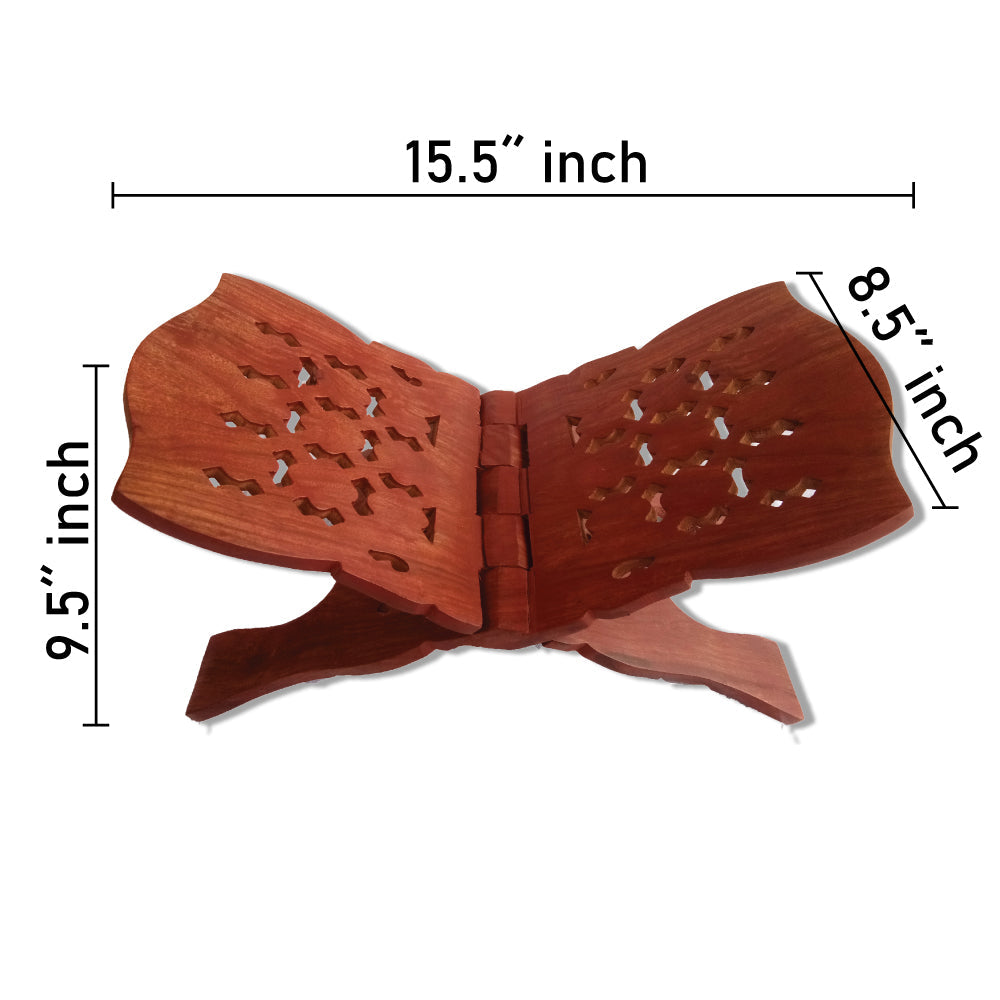 Beautiful Handmade Hardwood Quran Holder - Foldable Book Rest Traditional Living Room Home Decor Accents (18" x 9") - Large size