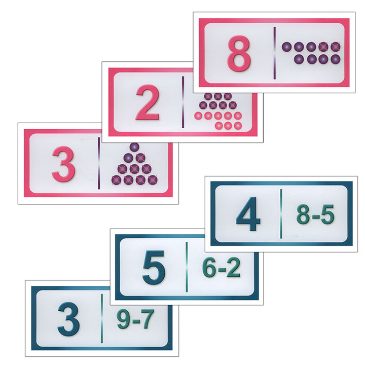 Sanabel Domino Flash Cards: Subtraction Within 18 (2 Sets) دومينو الطرح