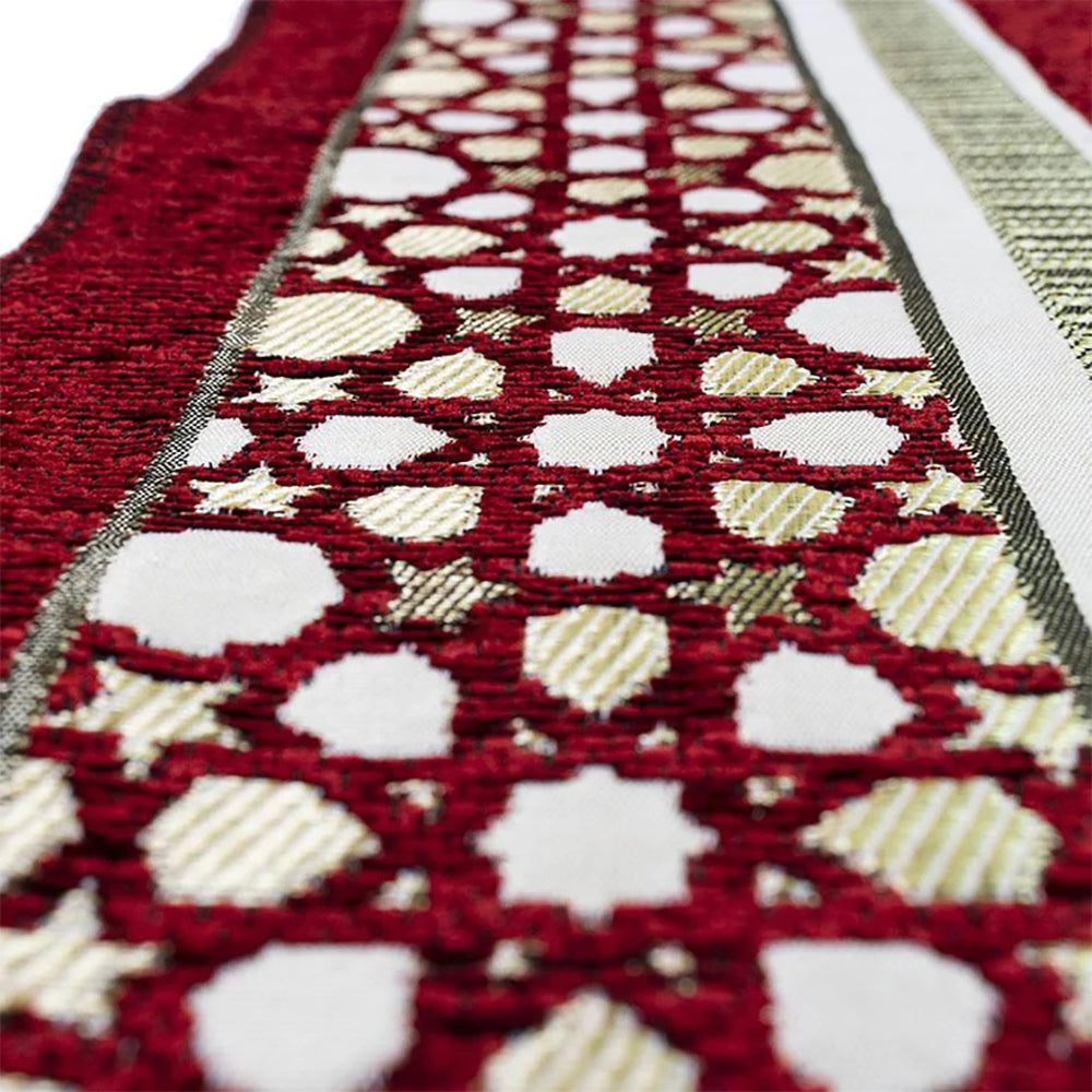 Chenille Embroidered Selcuk Star Islamic Prayer Mat - 4 Different Colors