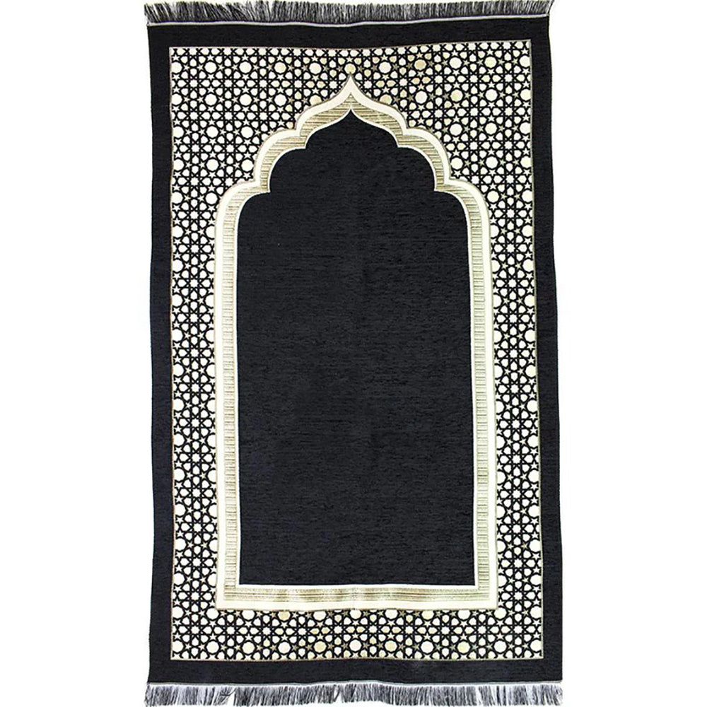Chenille Embroidered Selcuk Star Islamic Prayer Mat - 4 Different Colors