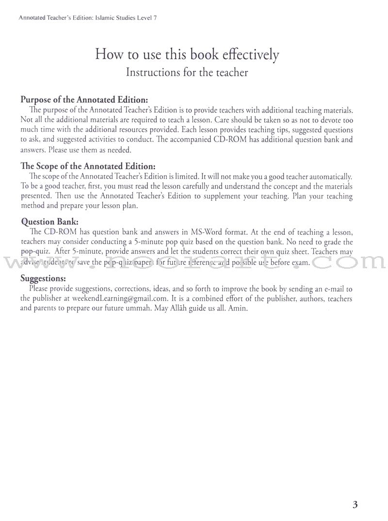 Islamic Studies Teacher's Manual: Level 7 (with Annotated CD-ROM)