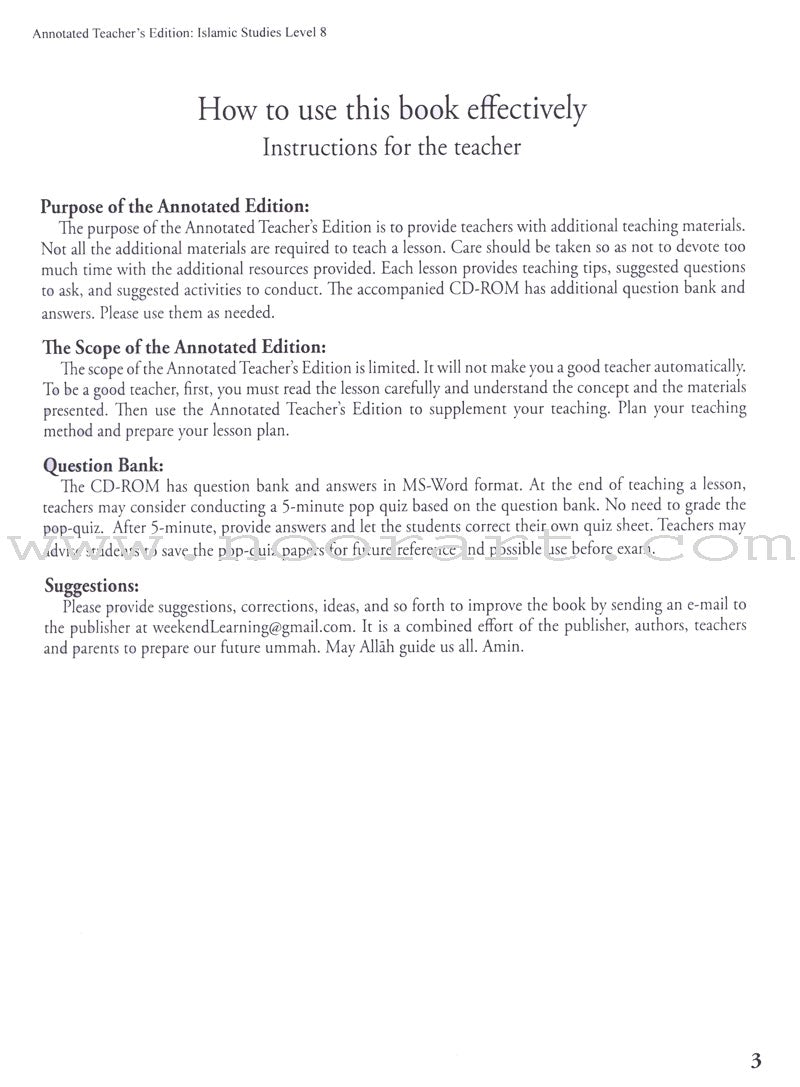 Islamic Studies Teacher's Manual: Level 8 (with Annotated CD-ROM)