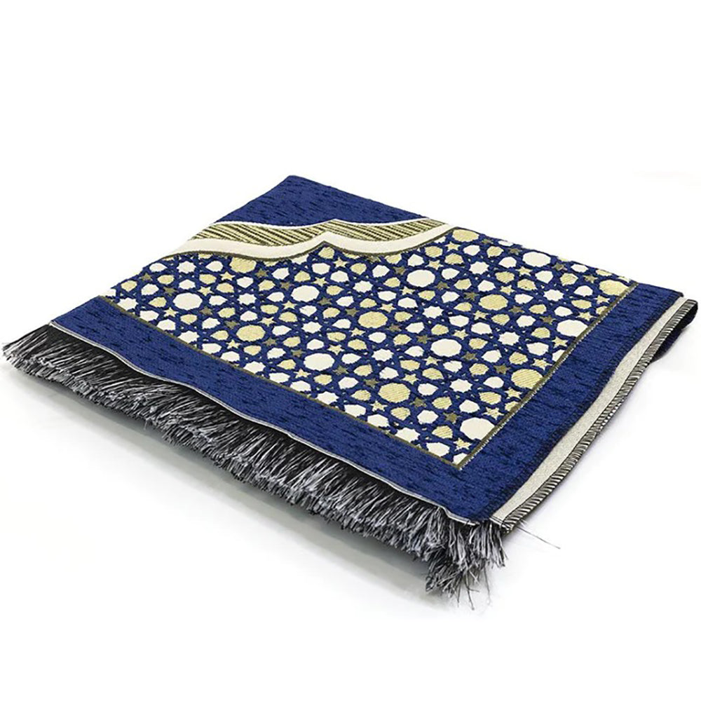 Chenille Embroidered Selcuk Star Islamic Prayer Mat - 4 Different Colors