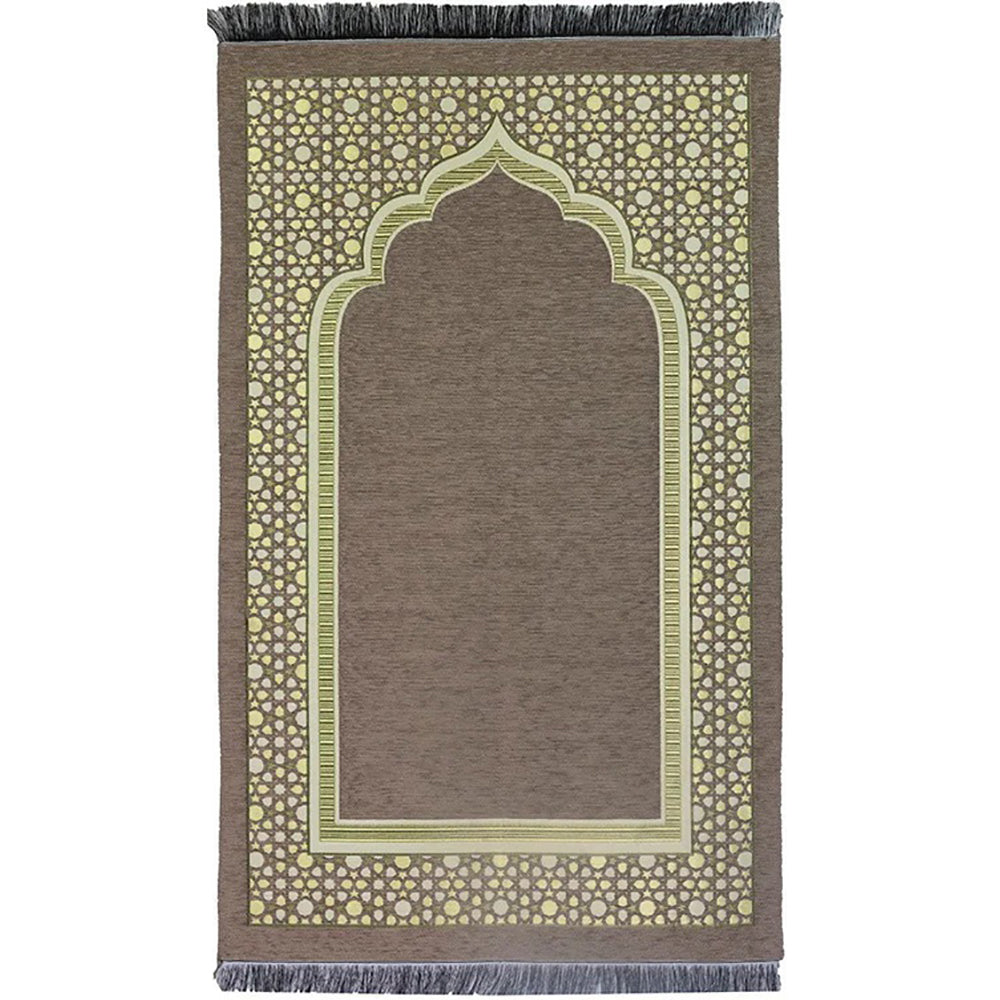 Chenille Embroidered Selcuk Star Islamic Prayer Mat - 4 Different Colors