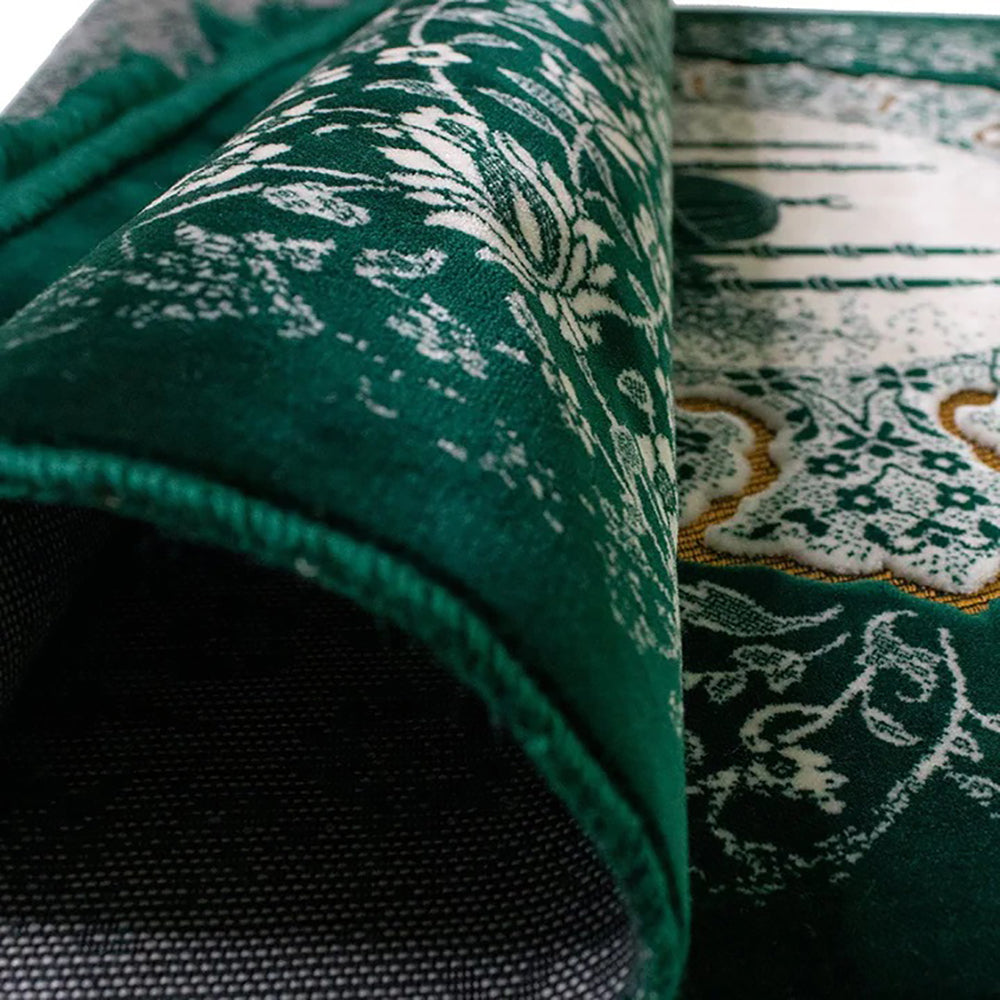 Plush Velvet Islamic Prayer Rug - Floral Mosque - 3 Different Colors