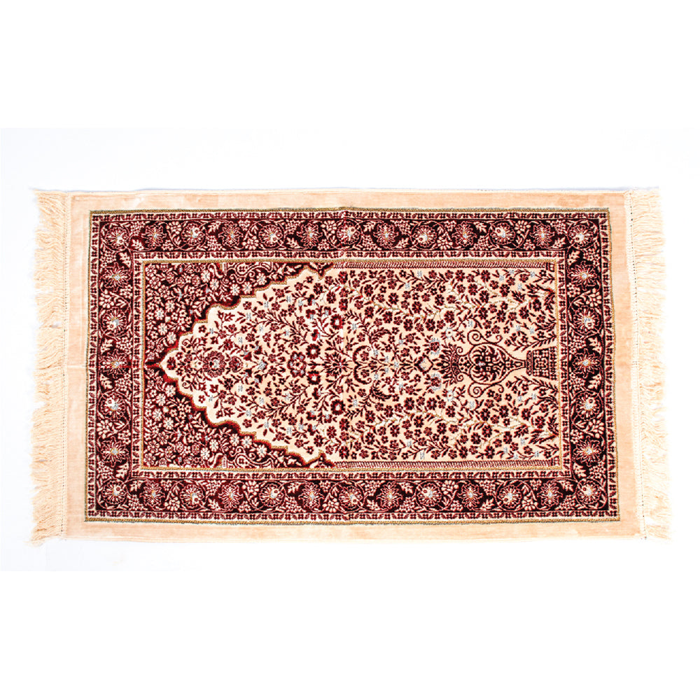 Islamic Prayer Rug Velvet - Muslim Janamaz Sajada - Thick Turkish Prayer Mat Carpet for Men Women - Great Ramadan Gift - Floral Rose