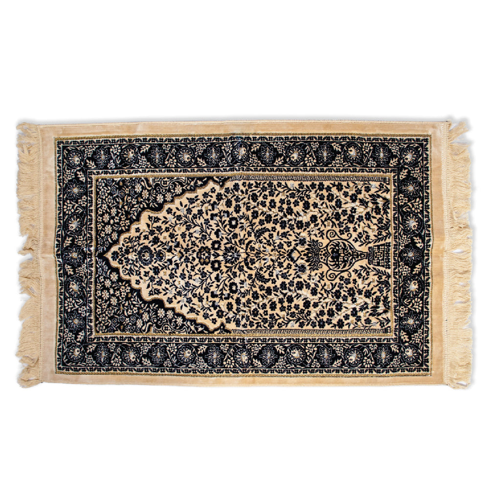 Islamic Prayer Rug Velvet - Muslim Janamaz Sajada - Thick Turkish Prayer Mat Carpet for Men Women - Great Ramadan Gift - Floral Rose
