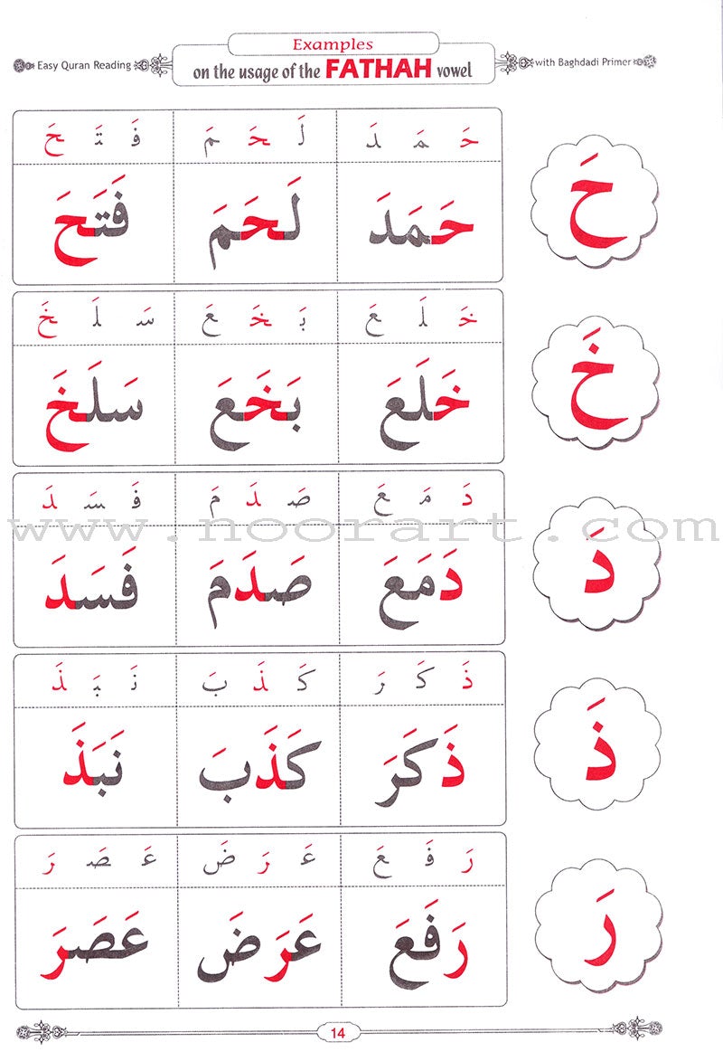 Easy Quran Reading with Baghdadi Primer for teaching the Arabic Alphabet , Diacritics and Reading to beginners :with English guidelines