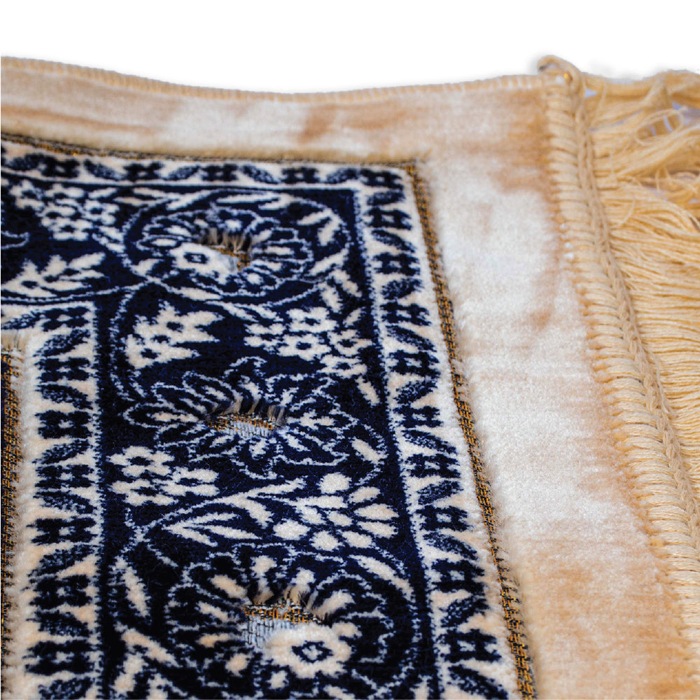 Islamic Prayer Rug Velvet - Muslim Janamaz Sajada - Thick Turkish Prayer Mat Carpet for Men Women - Great Ramadan Gift - Floral Rose