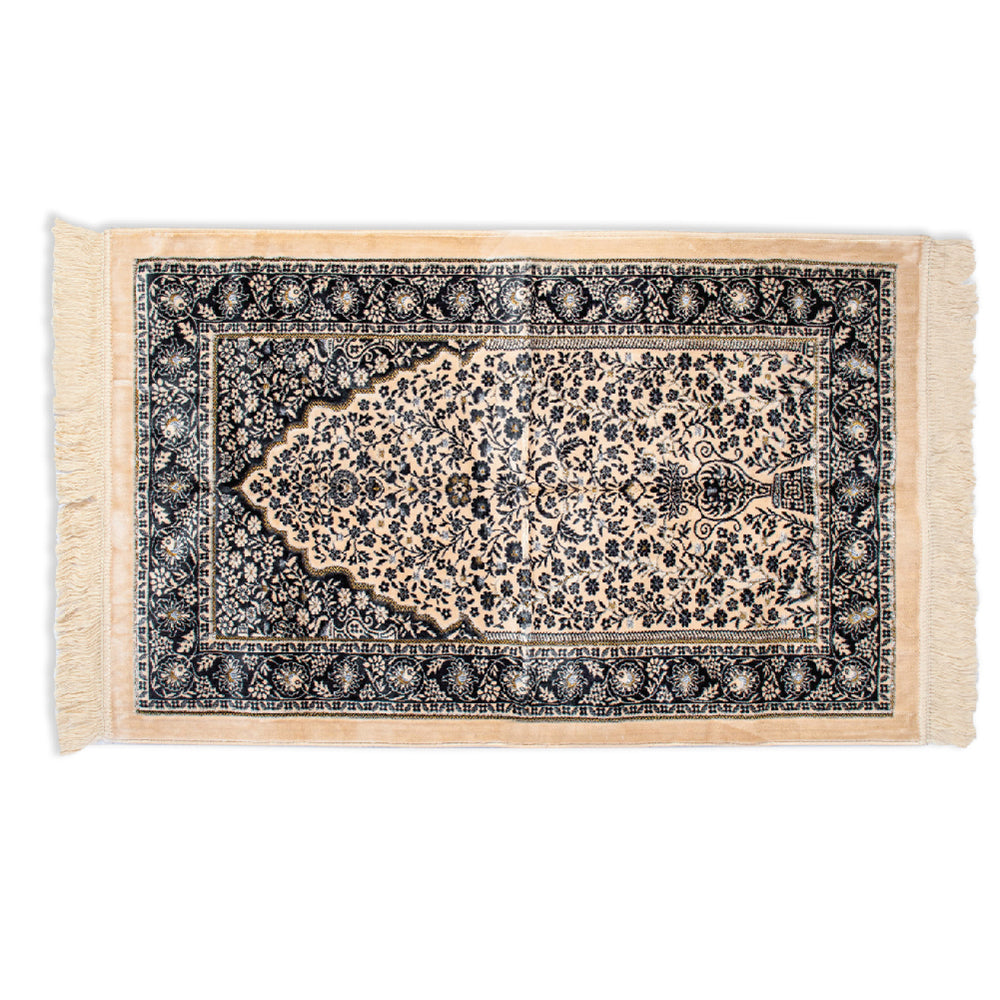 Islamic Prayer Rug Velvet - Muslim Janamaz Sajada - Thick Turkish Prayer Mat Carpet for Men Women - Great Ramadan Gift - Floral Rose