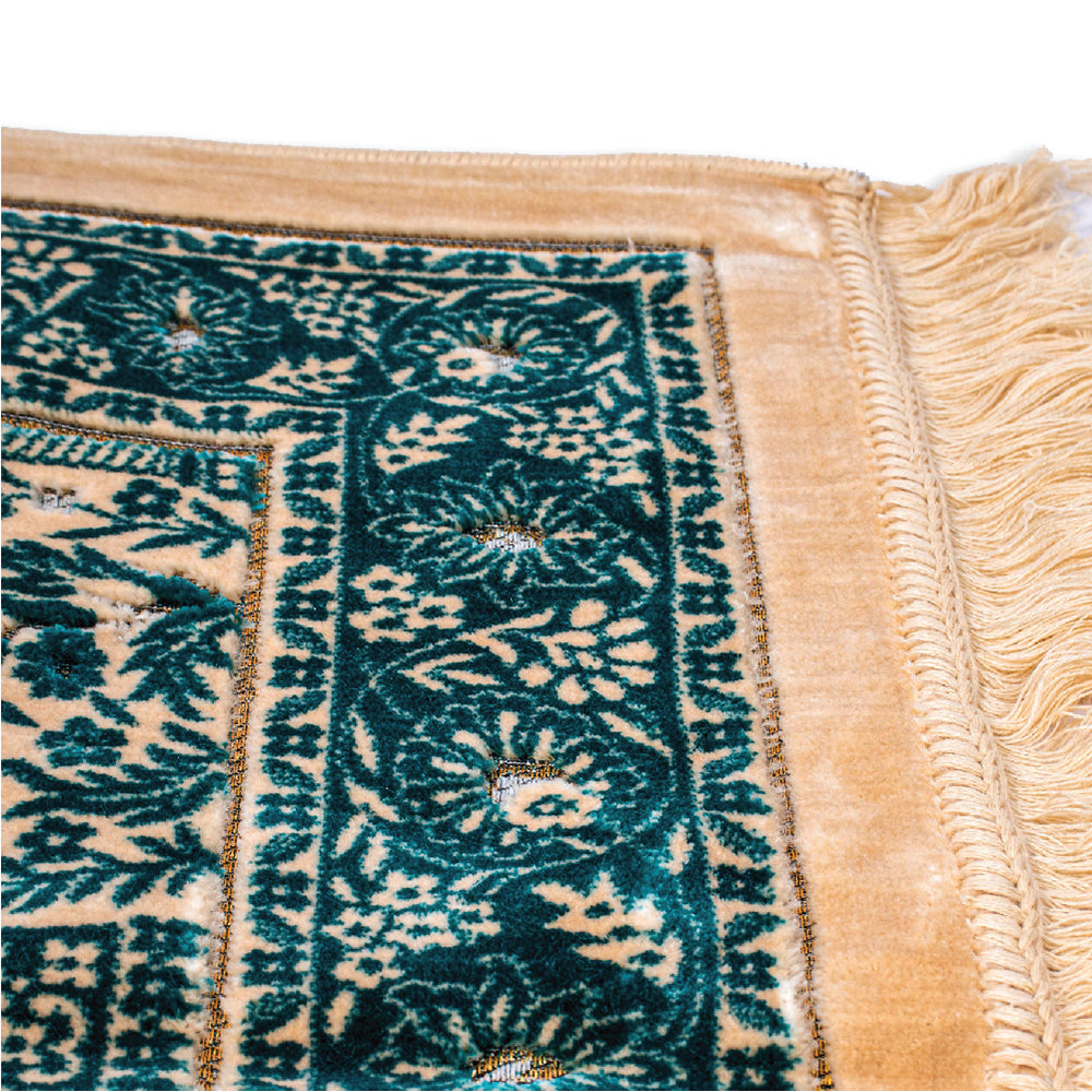 Islamic Prayer Rug Velvet - Muslim Janamaz Sajada - Thick Turkish Prayer Mat Carpet for Men Women - Great Ramadan Gift - Floral Rose