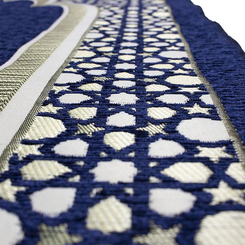 Chenille Embroidered Selcuk Star Islamic Prayer Mat - 4 Different Colors