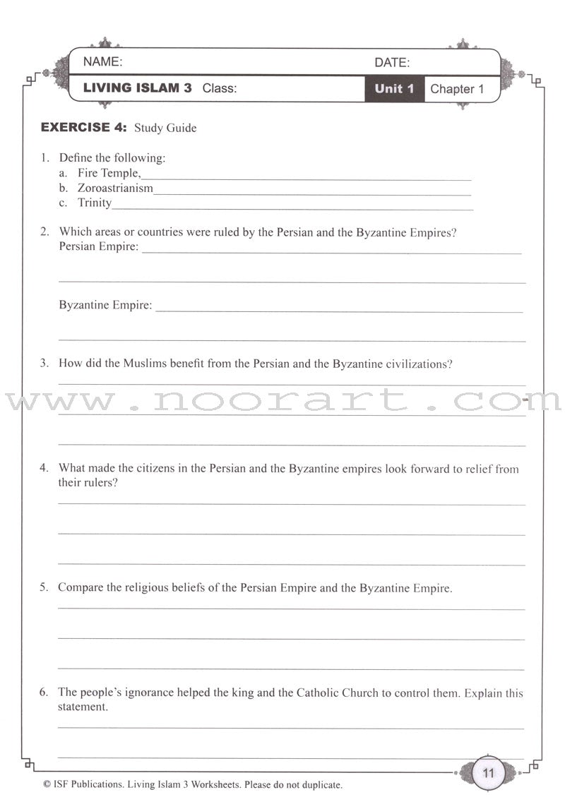 Living Islam Worksheets - Prophet of Mercy: Part 3 (10th Grade)