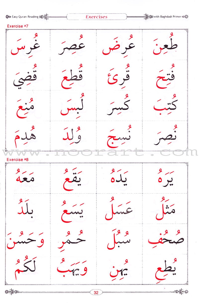 Easy Quran Reading with Baghdadi Primer for teaching the Arabic Alphabet , Diacritics and Reading to beginners :with English guidelines