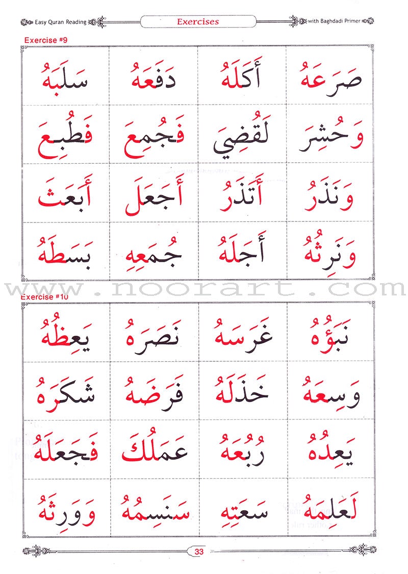 Easy Quran Reading with Baghdadi Primer for teaching the Arabic Alphabet , Diacritics and Reading to beginners :with English guidelines