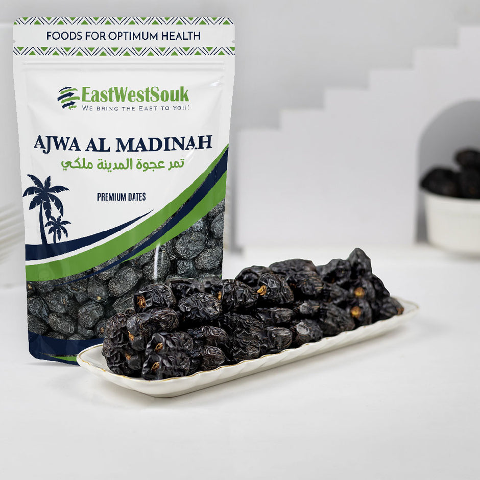 Al Madina Ajwa Dates - Premium Quality (Latest Crop!) - 1.1lb (500g) - Fiber-Rich Snack Dry Fruit