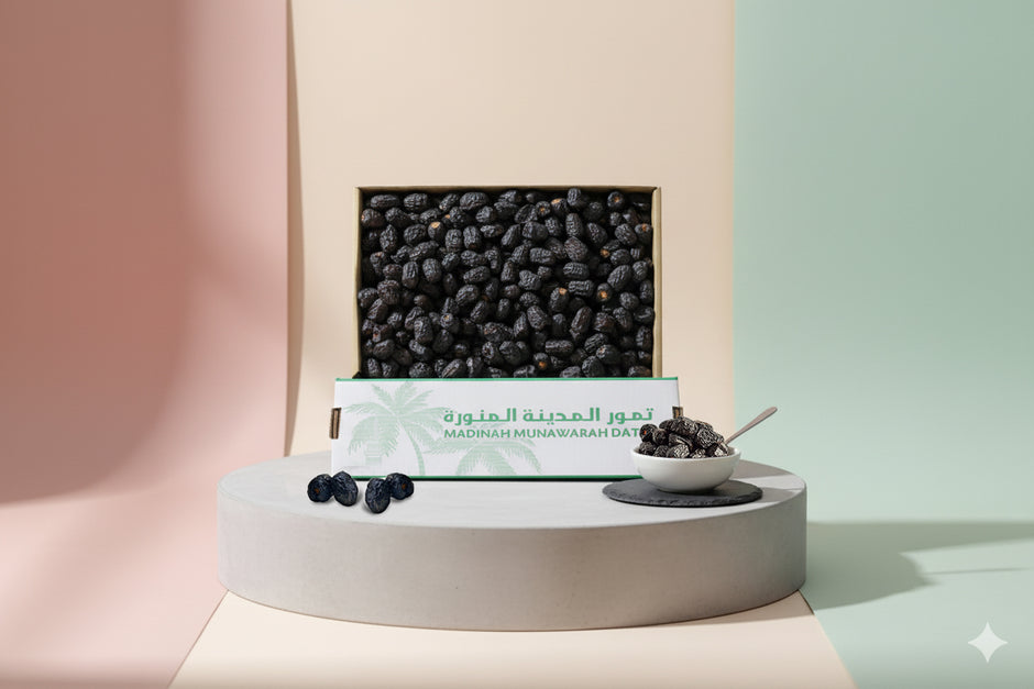 Al Madina Ajwa Dates 3KG (6.6 lbs) – perfect for juicing and baking. Fresh from Madina, Saudi Arabia