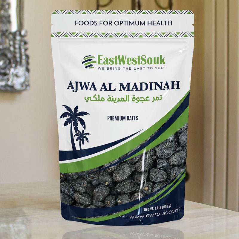 Al Madina Ajwa Dates - Premium Quality (Latest Crop!) - 2.2lb (1000g) - Fiber-Rich Snack Dry Fruit