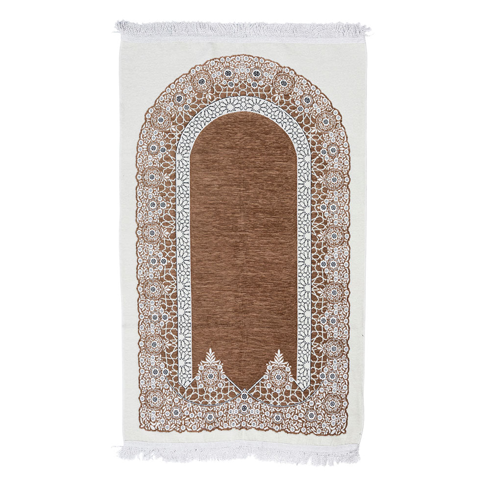 Premium Velvet Islamic Prayer Rug – Classic Mihrab Design | Soft, Elegant & Travel-Friendly