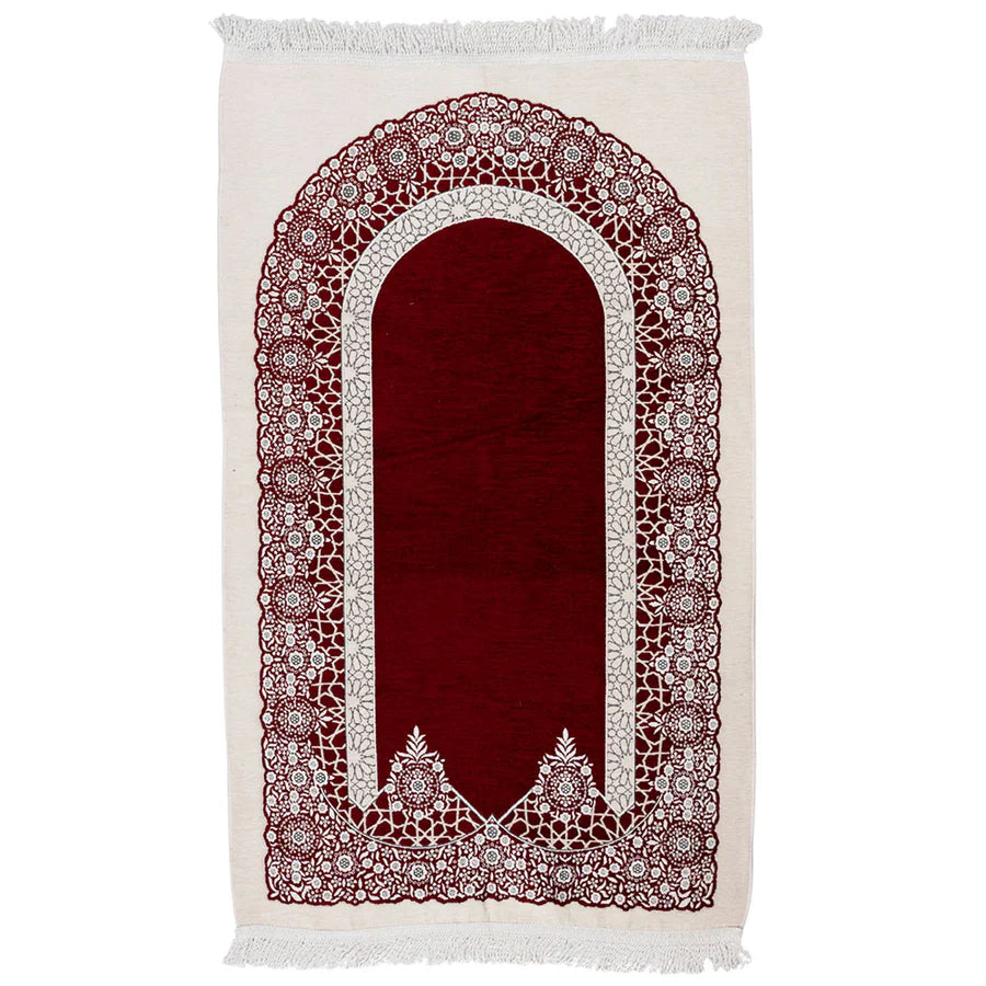 Premium Velvet Islamic Prayer Rug – Classic Mihrab Design | Soft, Elegant & Travel-Friendly