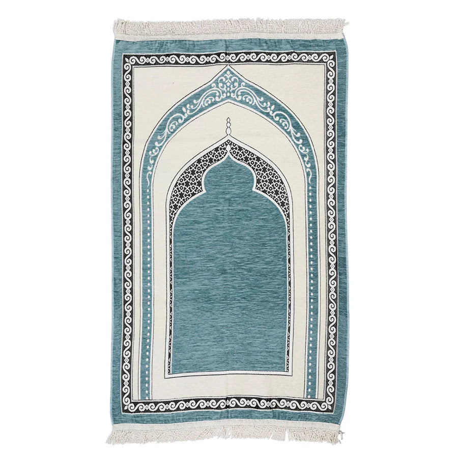 Premium Velvet Prayer Rug – Elegant Islamic Design with Multiple Color Options