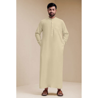 Traditional Dishdasha – Mens Saudi Style Thobe Classic - Full Length Long Sleeve Islamic Thobe - Beige