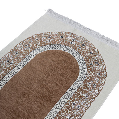 Premium Velvet Islamic Prayer Rug – Classic Mihrab Design | Soft, Elegant & Travel-Friendly
