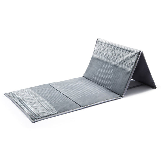 Classical Grey Bakrest Prayer Mat – Foldable with Support | Urban Rugs
