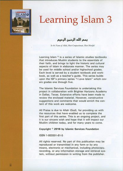Learning Islam Textbook: Level 3 (9th Grade, Weekend/International Edition)