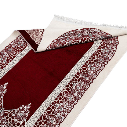 Premium Velvet Islamic Prayer Rug – Classic Mihrab Design | Soft, Elegant & Travel-Friendly