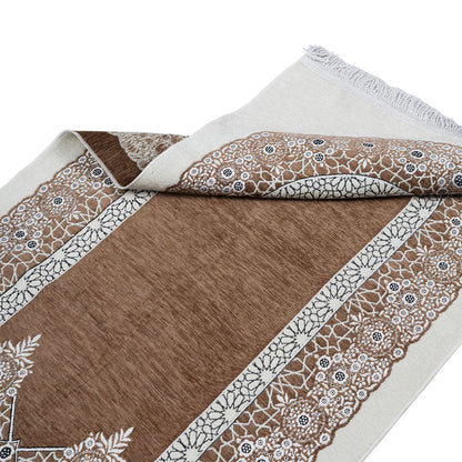 Premium Velvet Islamic Prayer Rug – Classic Mihrab Design | Soft, Elegant & Travel-Friendly