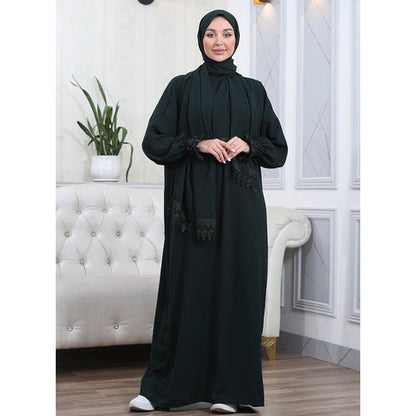 Elegant One-Piece Abaya and Prayer Dress Crepe Solid Color | Lightweight and Comfortable | Hijab Abaya Suit