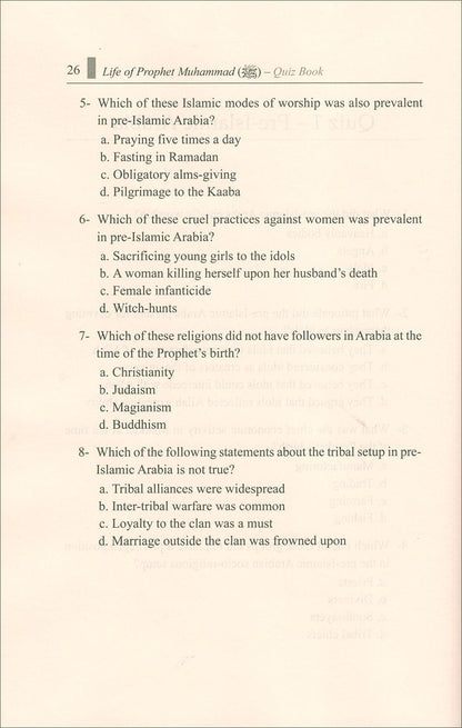Life of Prophet Muhammad (SA) Quiz Book السيرة النبوية: أسئلة وأجوبة للنشء