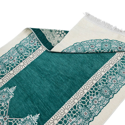 Premium Velvet Islamic Prayer Rug – Classic Mihrab Design | Soft, Elegant & Travel-Friendly