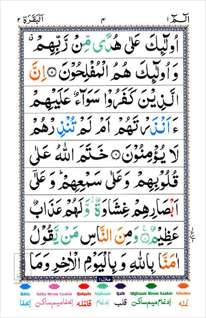 30 Parts of the Quran: Color Coded Tajweed Rules (Large Text, IndoPak Script 9 Lines Per Page with Bag)