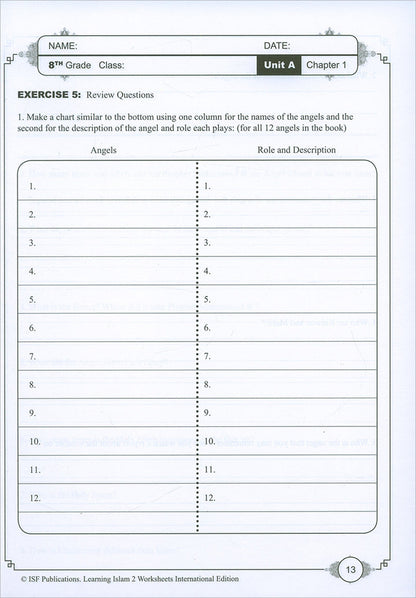 Learning Islam Workbook: Level 2 (8th Grade, Weekend/International Edition