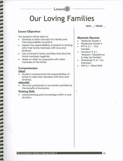 We Are Muslim Teacher's Manual: Grade 4 (Spiral Binding)