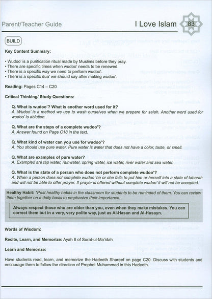 I Love Islam Teacher/Parent Guide: Level 3
