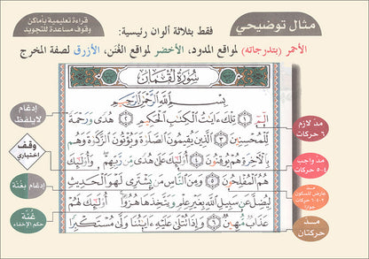 Tajweed Qur'an (Whole Qur'an, 30 Individual Parts, Landscape Pages in Leather Case - Small Size (3.2"x4.8")) مصحف التجويد