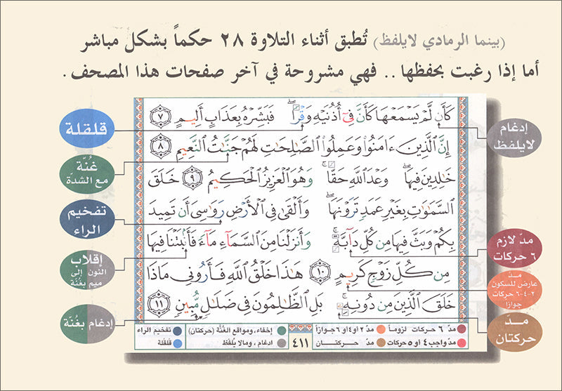 Tajweed Qur'an (Whole Qur'an, 30 Individual Parts, Landscape Pages in Leather Case - Small Size (3.2"x4.8")) مصحف التجويد