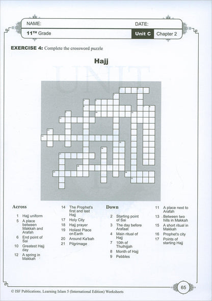 Learning Islam Workbook: Level 5 (11th Grade, Weekend/International Edition)