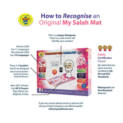 My Salah Mat for Kids (Original) – Pink Smart Interactive Prayer Mat for Learning Salah, Surah, Wudu & Duas
