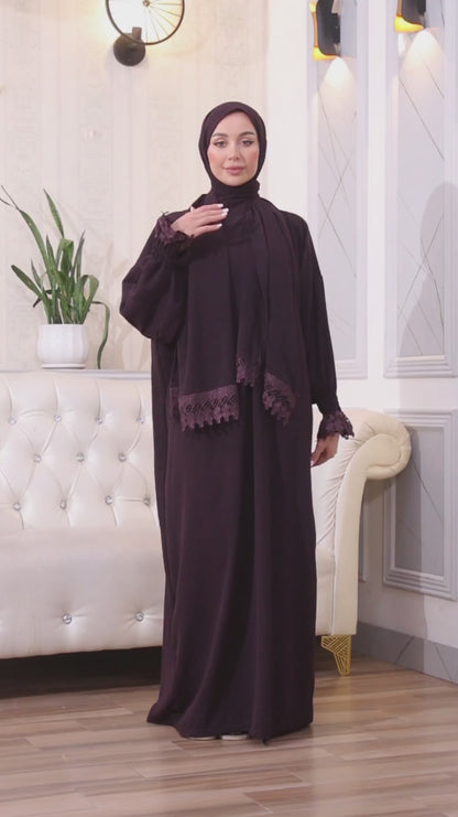 Elegant One-Piece Abaya and Prayer Dress Crepe Solid Color | Lightweight and Comfortable | Hijab Abaya Suit