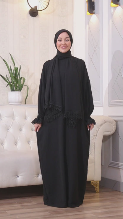 Elegant One-Piece Abaya and Prayer Dress Crepe Solid Color | Lightweight and Comfortable | Hijab Abaya Suit