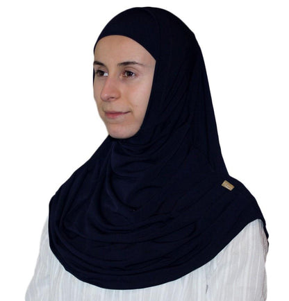 Firdevs Practical Hijab Scarf & Bonnet - Navy Blue - east-west-souk